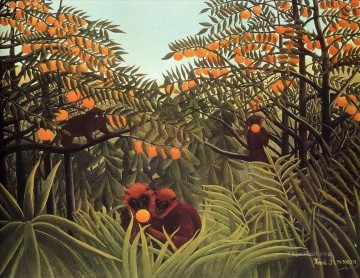Animal Painting - simios en el naranjal mono Henri Rousseau